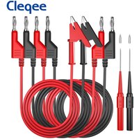 Cleqee Multimeter Test Leads Kit Dual 4mm Stackable Banana Plug Alligator Clip Cables with Test Probes Needle 1000V 15A