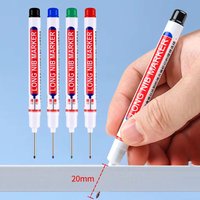 6Pcs/Set 20mm Long Nib Deep Hole Marker Pen Carpenter Marking Pen Metal Tile Woodworking Perforating Pens DIY Construction Tools
