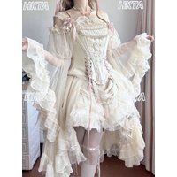 2026 Spring Summer New Lolita Inner Shirt Princess Sleeve Top Transparent Mesh Dot Yarn Off-Shoulder Base Shirt Blouse Women