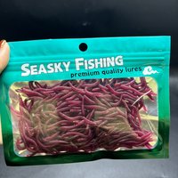 100-200pcs Soft Lure Bass Bream Bloodworm Fishing Earthworm Worm Rubber Red Worms Baits Fishy Smell Realistic Tackle