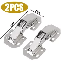 12-2PCS Stainless Steel Cabinet Hinges 90 Degree No-Drilling Hole Cupboard Door Buffer Hinges Furniture Cabinet Hardware Kits