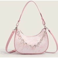 Fashionable Pink Underarm Crossbody Bag Women's Single Shoulder Bag Casual Style Soft PU Leather Small Square Bag Moon Tooth Bag