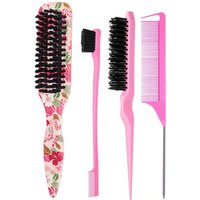 Floral Back Brush with Comb Teeth, Smooth Hair Styling for Ponytails, Tame Flyaways & Fine Hair