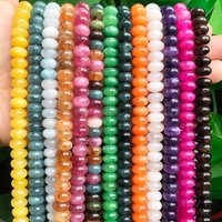 5x8mm Natural Stone Rondelle Beads Tourmaline Citrines Angelite Tiger Eye Abacus Quartz Loose Beads for DIY Making Bracelets