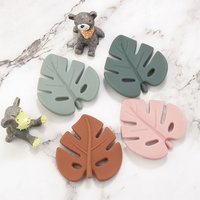 TYRY.HU 2pcs Baby Silicone Leaf Teether Beads Baby Teethers Leaves Silicone Chewable Pacifier Chain DIY Accessories