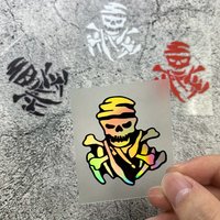 1PC Holographic Skeleton Skull Sticker Waterproof Vinyl Decal, Multicolor JDM Decor for Bike Motorcycle Car