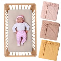 100% Cotton Crinkle Muslin Fitted Crib Sheet for infant baby Soft Breathable Solid Color Baby Bassinet Mattress Cover Bedding