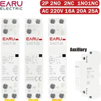 Contacteur AC modulaire domestique monté sur rail DIN EARU 2P 16A 20A 25A 2NO 2NC 1NO 1NC AC220V AC230V 50/60Hz pour maison intelligente et hôtel