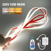 Dimmbares 220V 230V COB LED Neon-Streifenlicht 23-Tasten IR-Fernbedienung EU UK AU Stecker 240LED Flex-Band Wasserdicht Warmweiß Neutralweiß