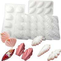SHENHONG 6 or 8 Cells 3D Shell Design Pudding Mousse Cake Moulds Madeleine Dessert Chocolate Silicone Mold Cake Decorating Tools