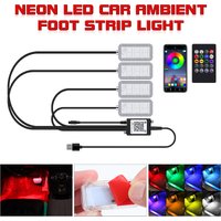 LED Car Interior Ambient Foot Light Kit With USB Cigarette Lighter Backlight Remote App Music Control Auto RGB Decorative Lamp