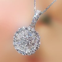 Huitan Dainty Pendant Necklace with Dazzling CZ Stone Luxury Neck Necklace for Women Wedding Party Statement Jewelry Drop Ship