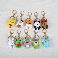 Mini Animal Doll Series Crochet Keychain Knitted Small Rabbit Cute Keyrings For Car Keys Cartoon Mini Panda Keychain Wholesale