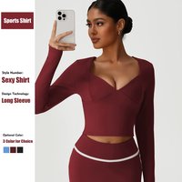 Cloud Hide Pilates Sports Shirt Fitness Long Sleeve Red Yoga Blouse for Women Gym Top Running T-Shirts Fall Workout Sportswear