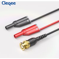 Cleqee P1064 BNC Test Lead Copper Gold-Plated BNC Male Plug to Dual Safety Insulated 4mm Banana Male Plugs Coaxial Cable Wire