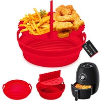 Food Grade Silicone Air Fryer Liners Round Reusable Foldable BPA Free Air Fryer Basket Baking Tray Accessories for Kitchen