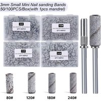 51/101Pcs/Box With Mini Mandrel Nail Art 3mm Mini Grinding Sand Ring Bands Nail Grinding Head Manicure Accessories Tools