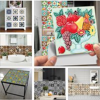 10pcs/Set Flat Marble Crystal Mosaic Wall Stickers Black White Gray Kitchen Waistline Home Decor Art Mural