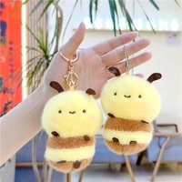 11cm Cute Instagram Style Bee Pendant Plush Toys Chubby Animal Keychain Car Bag Hanging Decoration Backpack keychain Accessory