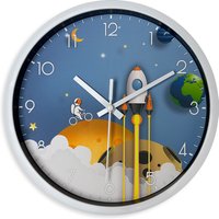 1pc 8-inch children cartoon astronaut wall clock, silent clock for home, living room, bedroom, study, bathroom decoration