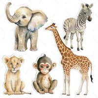 Large Size Jungle Animals Cutouts Elephant Giraffe Lion KT Board for Jungle Safari Boho Theme Birthday Party Decor Photo Props