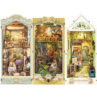 DIY Wooden Book Nook Shelf Insert Kit The Records of Insects Miniature Model Kits Bookshelf Flower Garden Bookend Friends Gifts
