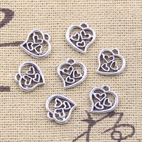 50pcs Charms Lovely Hollow Mini Heart 9x9mm Antique Silver Color Pendants Making DIY Handmade Tibetan Finding Jewelry