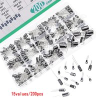 15values/200pcs Aluminum Electrolytic Capacitor Assortment Kit 16v 25v 50v 0.1uf-220uf