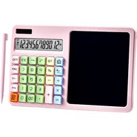 Large LCD Display Calculator with Writing Board Solar Powered Erasable 12 Digit Solar Calculator Portable with Stylus