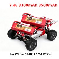 2S Lipo 3500mAh 3300mAh 7.4V Rechargeable Battery For Wltoys 144001,12428,12423,124016, 124017,144002 RC Car Rechargable Bateria