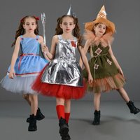 Wizard of Oz Scarecrow Cosplay Drama Costume Girls Clown Witch Roleplay Dress Hat Suit Halloween Carnival Theme Party Outfit