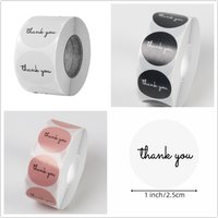 500 Thank You Stickers Roll 25mm Round Black White Pink Thank You Labels for Food Flower Business Gift Packaging Sealing