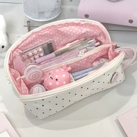 “Polka Dot Shell” Large Capacity Pencil Case | Multi-Compartment Handheld Stationery Organizer, Waterproof Polyester Material,