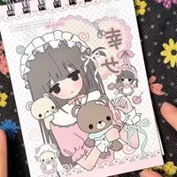 Ins Style Retro Color Page Notebook Cute Japanese Anime Complete Set Notebook Korean Style Collage Notebook Coil Notebook Gift