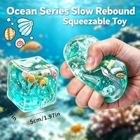 Ocean Squishy Toys Ocean Cube Squeeze Toy Cute Ocean Animals Ball Super Soft Slow Rise Anti-stress Ball for Adult Birthday Gifts