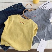 Children Girls T-shirts Bellbell Summer Kids Girls Short Sleeves Round Collar Infant Girl Tees Flower Embroidery Little Girl Top