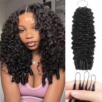 Burmese Curly Crochet Human Hair Extensions Knotless Pre-Separated Curly Human Hair With String Pre-Looped Reusable Feather