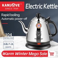 KAMJOVE Electric Kettle 304 Stainless Steel Smart Kettle,0.8L/1.2L Samovar Tea Coffee Electric Thermo Pot Kitchen Appliances