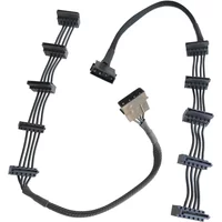 ATX 4Pin 4P IDE Molex to 5 SATA Serial ATA Power Supply Cable Cord Wire For 3.5 2.5 HDD SSD Cage Case CD-ROM 15.7in 40cm Up Dwon