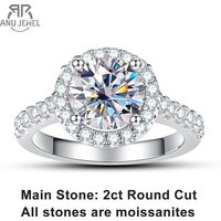 AnuJewel 2 Carat D Color Moissanite Halo Engagement Ring For Women 925 Sterling Silver Wedding Rings Fine Jewelry Wholesale