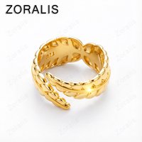 18K Gold Golden Feather Ring For Women Rings Lady Fashion Engagement Wedding Party Jewelry Birthday Gifts