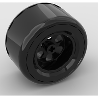 Building block toy, slick tires, 110638 105645, rim 50 x 30 wide, black, racing car.