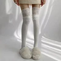 Sexy Lace High Stockings Women Girls Thigh High Over The Knee Stockings Korean Solid Color Lolita Ladies Girls Warm Boot Socks