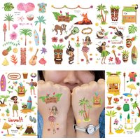 Hawaiian Beach Party Aloha Temporäre Tattoo Aufkleber Wasserdicht Tropische Flamingo Party Luau Sommer Strand Geburtstag Dekorationen