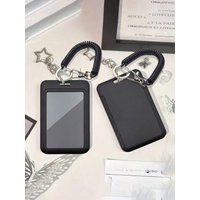 Black card holder with star pendant, bag pendant, spring accessory keychain, can accommodate ID card, celebrity card, bus card,