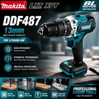 Makita 18V Akku DDF487 Bürstenloser Elektrobohrer, Geeignet für Fünf-Seil-Schlagbohrmaschine für Dekorationsteams