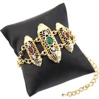 Sunspicems Gold Color Morocco Women Charm Bracelet Hollow Arabesque Bride Ethnic-Style Chain Bracelet Arabic Dubai Wedding Jewel