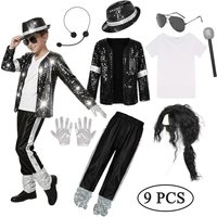 Costume de cosplay Jackson Pop Star pour enfants, déguisement de carnaval d'Halloween, vêtements de scène, tenue de danse hip hop