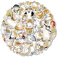 64Pcs Mofusand Stickers Cartoon Cute Yellow Cat Stickers Luggage Pen Guitar Notebook Waterproof Graffiti Stickers