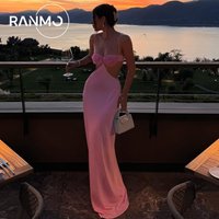 Ranmo 2026 Elegant Pink Satin Spaghetti Strap Holiday Dress Sexy Dubai Party Gowns Mermaid Formal Occasion Dresses Customized